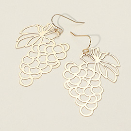 Cut Out Brass Metal Grape Dangle Earrings