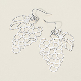 Cut Out Brass Metal Grape Dangle Earrings