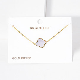 Gold Dipped Mother of Pearl Quatrefoil Charm Bracelet