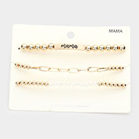 3PCS - mama Charm Message Stretch Bracelets