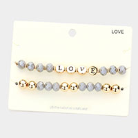 2PCS - LOVE Message Faceted Beaded Stretch Bracelets