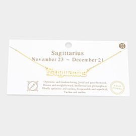 Sagittarius  Gold Dipped Zodiac Name Pendant Necklace
