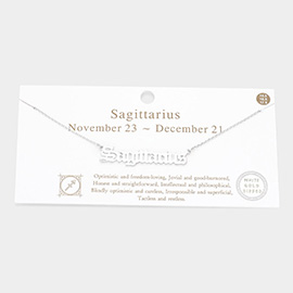 Sagittarius White Gold Dipped Zodiac Name Pendant Necklace