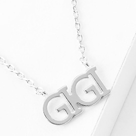 GIGI White Gold Dipped Metal Message Pendant Necklace