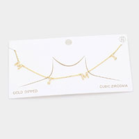 Gold Dipped CZ MIMI Message Pendant Necklace