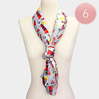 6PCS - Lighthouse Anchor Pattern Printed Scarf