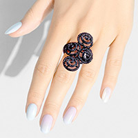 Swirl Metal Detailed Rhinestone Embellsiehd Stretch Ring