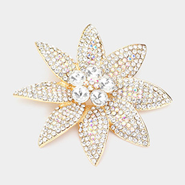 Stone Embellished Flower Pin Brooch