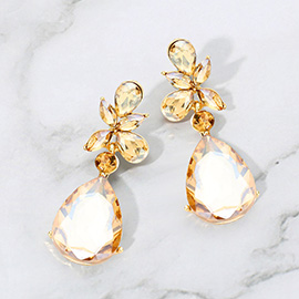 Teardrop Stone Dangle Evening Earrings