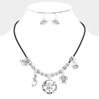 Metal Turtle Mermaid Sand Dollar Shell Pendant Necklace