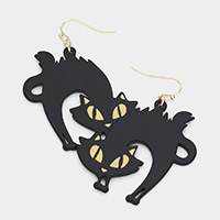 Resin Halloween Cat Dangle Earrings