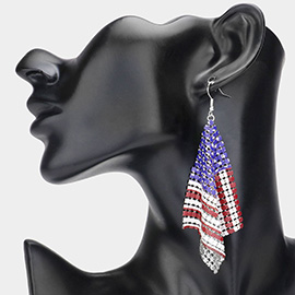 American USA Flag Mesh Chain Dangle Earrings
