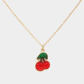 Druzy Cherry Pendant Necklace