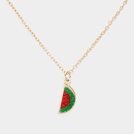 Druzy Watermelon Pendant Necklace