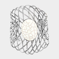 Oval Natural Stone Accented Abstract Cuff Bracelet