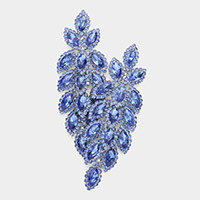 Crystal Stone Leaf Cluster Marquise Evening Earrings