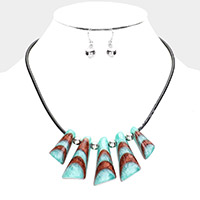 Patterned Abstract Glitter Bead Necklace