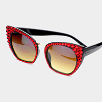 Crystal Embellished Detail Sunglasses