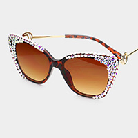 Crystal Embellished Detail Cat Eye Sunglasses