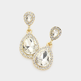 Double Teardrop Stone Evening Earrings