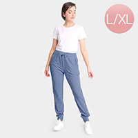 Solid Front Pockets Loungewear Drawstring Jogger Pants