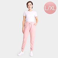 Solid Front Pockets Loungewear Drawstring Jogger Pants