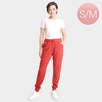 Solid Front Pockets Loungewear Drawstring Jogger Pants