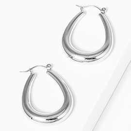 Metal Teardrop Hoop Pin Catch Earrings