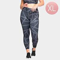 Abstract Grid Printed Activewear Leggings