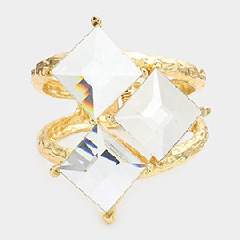 Triple Square Stone Hinged Bracelet