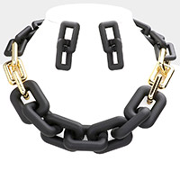 Solid Color Open Rectangle Link Necklace