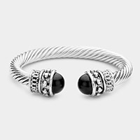 Twisted Metal Bead Tip Cuff Bracelet