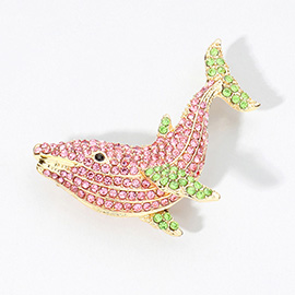 Rhinestone Whale Pin Brooch / Pendant