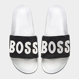 Bling Boss Message Slide Sandal Slippers