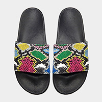 Snake Pattern Rhinestone Slide Sandal Slippers