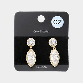 CZ Marquise Stone Dangle Evening Earrings