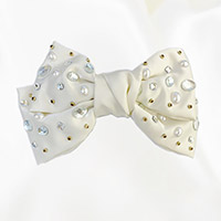 Pearl Stone Embellished Bow Barrette