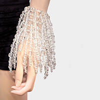 Multi Strand Clear Lucite Ball Cluster Vine Stretch Bracelet