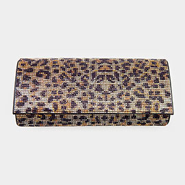Leopard Patterned Bling Evening Clutch / Crossbody Bag