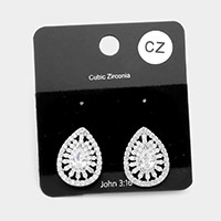 CZ Teardrop Stud Evening Earrings