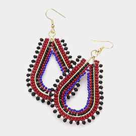 Boho Seed Beaded Open Teardrop Dangle Earrings