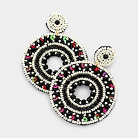 Boho Sequin Multi Beaded Open Circle Dangle Earrings