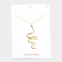 Gold Dipped Metal Snake Pendant Necklace