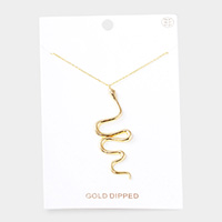 Gold Dipped Metal Snake Pendant Necklace