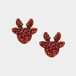 Druzy Reindeer Stud Earrings