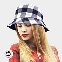 Reversible Buffalo Check Patterned Bucket Hat