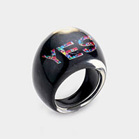 YES Printed Lucite Message Ring