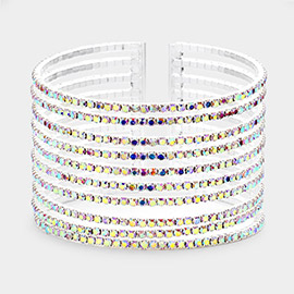 Rhinestone Pave Split Cuff Evening Bracelet