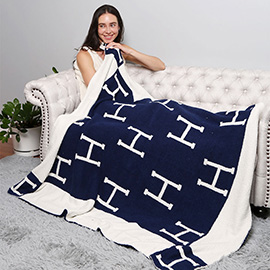 H Patterned Reversible Throw Blanket