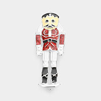 Glitter Enamel Christmas Soldier Pin Brooch